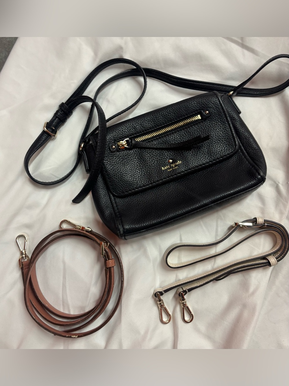 kate spade Bundle- Black Crossbody and TWO Extra Leather Bag Straps